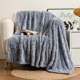 Soft Polyester Throw Blanket - Textured Plush Design in 5 Sizes