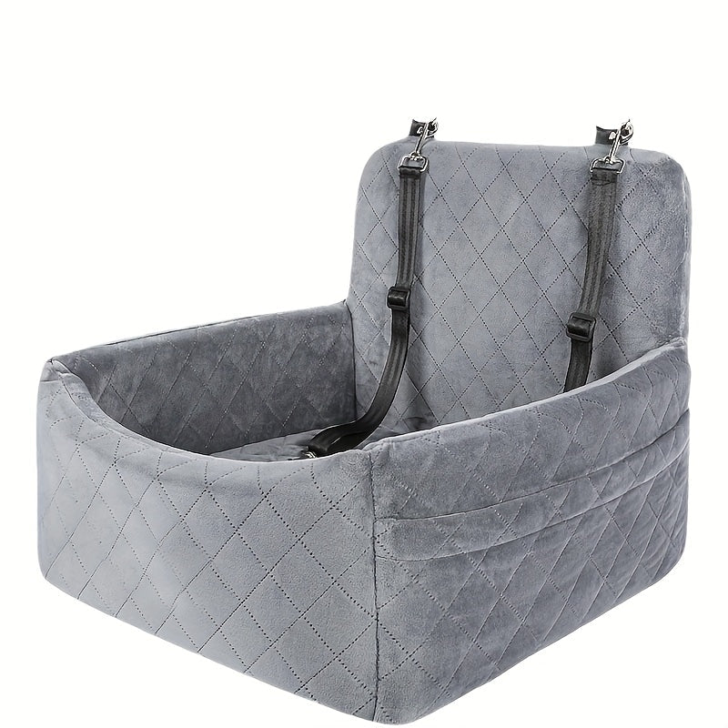 Portable Dog Car Seat with Safety Strap and Ventilation