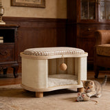 Wooden Cat Bed in Stool Style with Detachable Design
