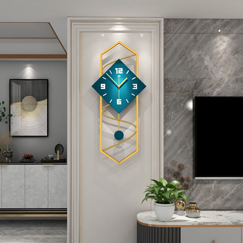 Vertical Wall Clock - Metal Frame and Solid Wood Dial