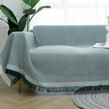 Knitted Sofa Throw - Lightweight Cotton Waffle Weave Blanket