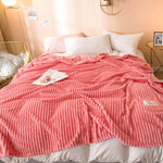 Striped Plush Throw Blanket - Soft Microfibre Polyester Fleece