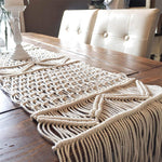 Macrame Table Runner - Handwoven Cotton with Tassels