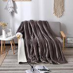 Reversible Sherpa Throw Blanket - Flannel and Fluffy Fleece