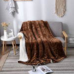 Reversible Sherpa Throw Blanket - Flannel and Fluffy Fleece