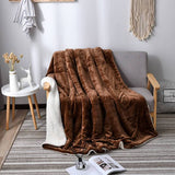 Reversible Sherpa Throw Blanket - Flannel and Fluffy Fleece