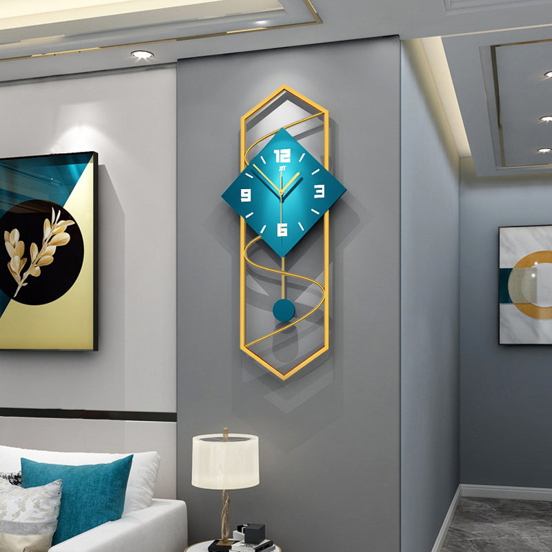 Vertical Wall Clock - Metal Frame and Solid Wood Dial
