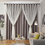 Star Blackout Curtain - Double-Layer Sheer Polyester Panel 90% Blackout