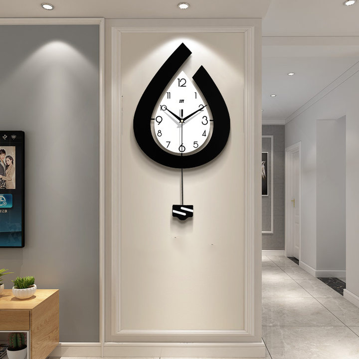 Water Drop Wall Clock - Metal Pendulum with Silent Sweep Movement