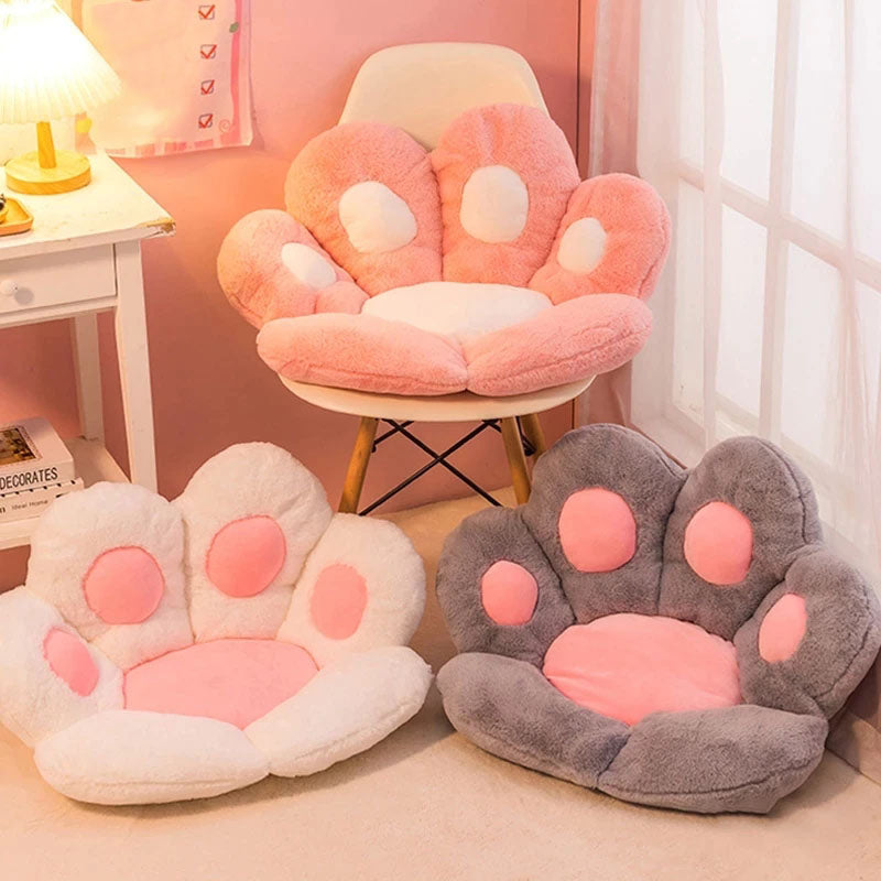 Cat Paw Chair Cushion - Reversible Plush Seat Pad