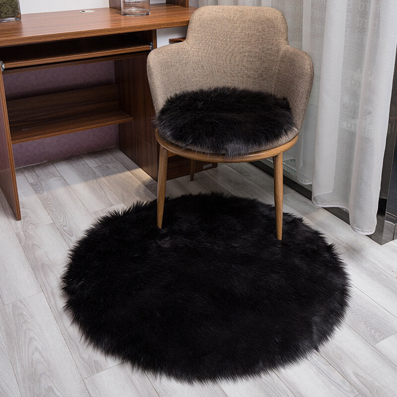 Round Faux Sheepskin Rug - Fluffy Pile with Suede Backing 60 - 180 Cm