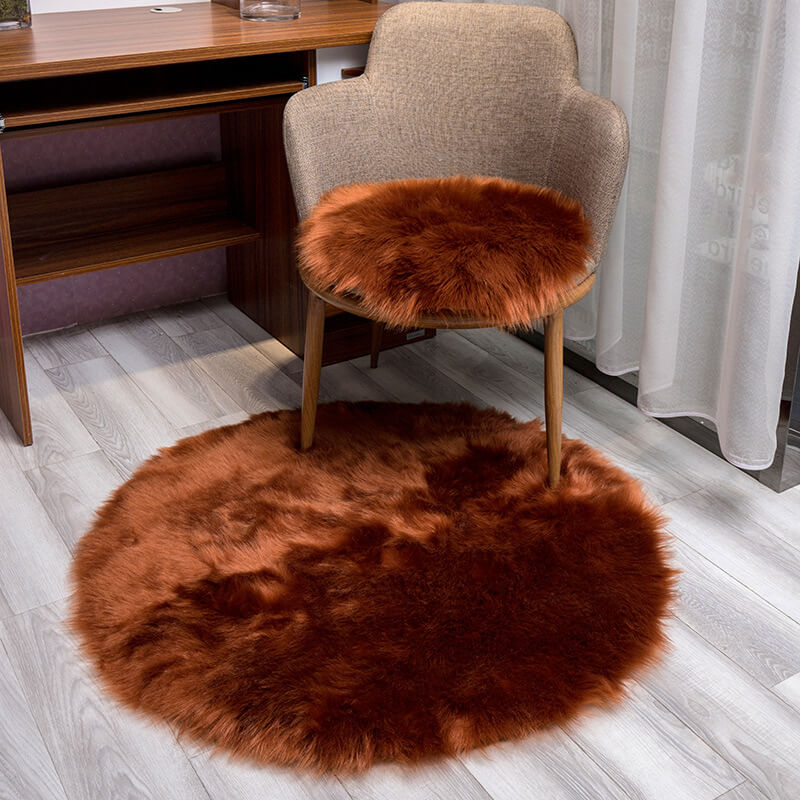 Round Faux Sheepskin Rug - Fluffy Pile with Suede Backing 60 - 180 Cm