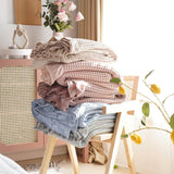 Cotton Bed Throw Blanket - Lightweight Waffle Weave Design