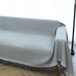 Knitted Sofa Throw - Lightweight Cotton Waffle Weave Blanket