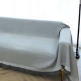 Knitted Sofa Throw - Lightweight Cotton Waffle Weave Blanket