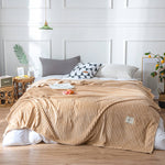 Striped Plush Throw Blanket - Soft Microfibre Polyester Fleece