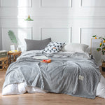 Striped Plush Throw Blanket - Soft Microfibre Polyester Fleece