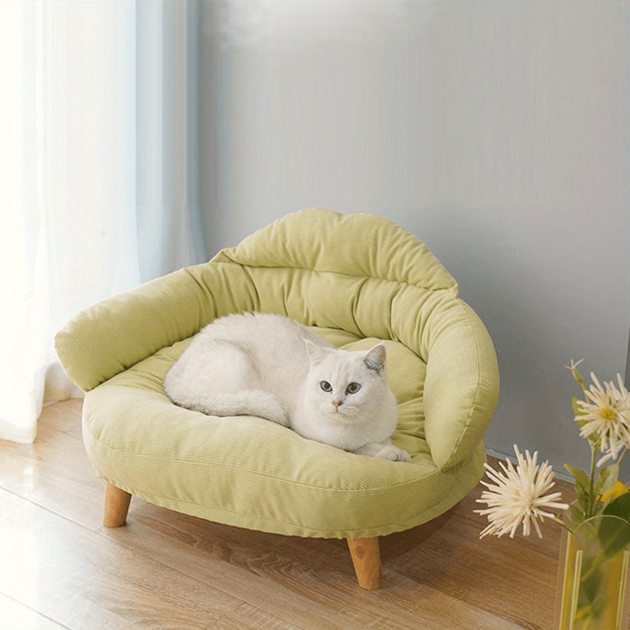 Green Plush Pet Sofa With Removable Washable Cover