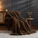 Faux Rabbit Fur Throw Blanket - 750 GSM 3D Bubble Texture