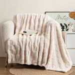Soft Polyester Throw Blanket - Textured Plush Design in 5 Sizes