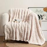 Soft Polyester Throw Blanket - Textured Plush Design in 5 Sizes