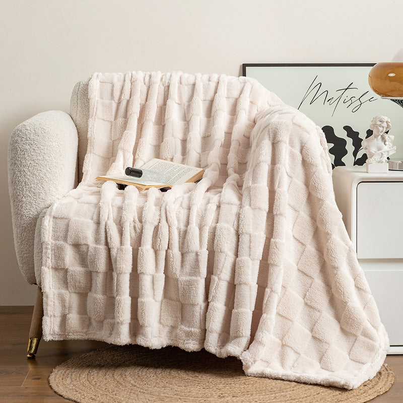 Soft Polyester Throw Blanket - Textured Plush Design in 5 Sizes