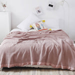 Cotton Bed Throw Blanket - Lightweight Waffle Weave Design