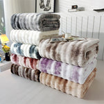 Faux Rabbit Fur Throw Blanket - Tie-Dye Wave Pattern Polyester