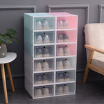 Stackable Shoe Storage Boxes - Transparent Front 6 or 10-Piece Set