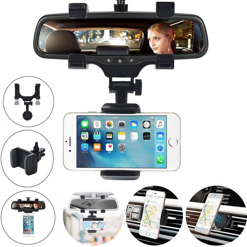 360° Rear-View Mirror Smartphone Holder for Everyday Phone Use