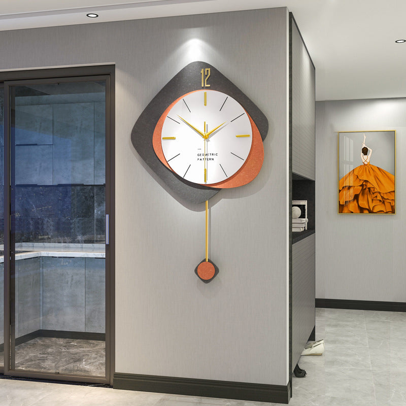 Geometric Pendulum Wall Clock - MDF Silent Sweep Movement Design