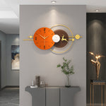 Modern Wall Clock - Metal Frame and Solid Wood Dial