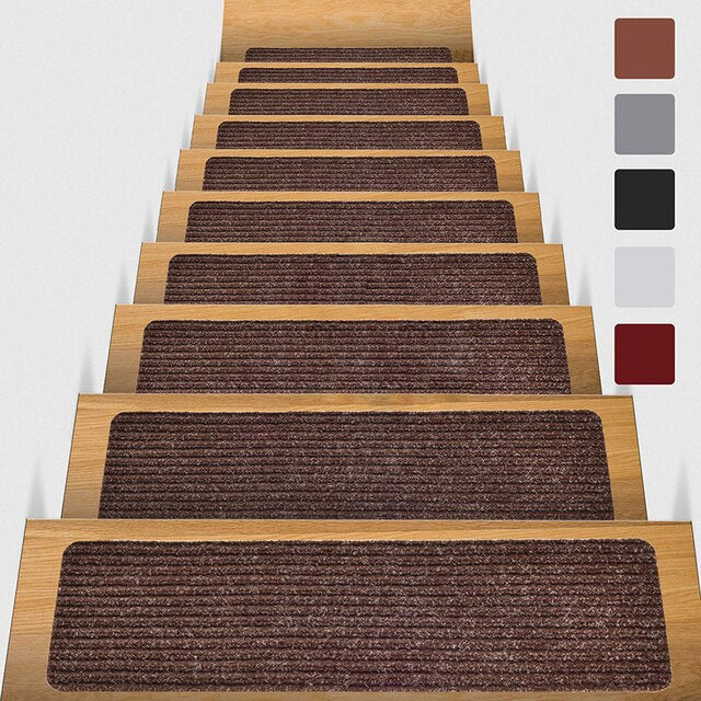 Adhesive Stair Treads - Polyester Anti-Slip Carpet Pack