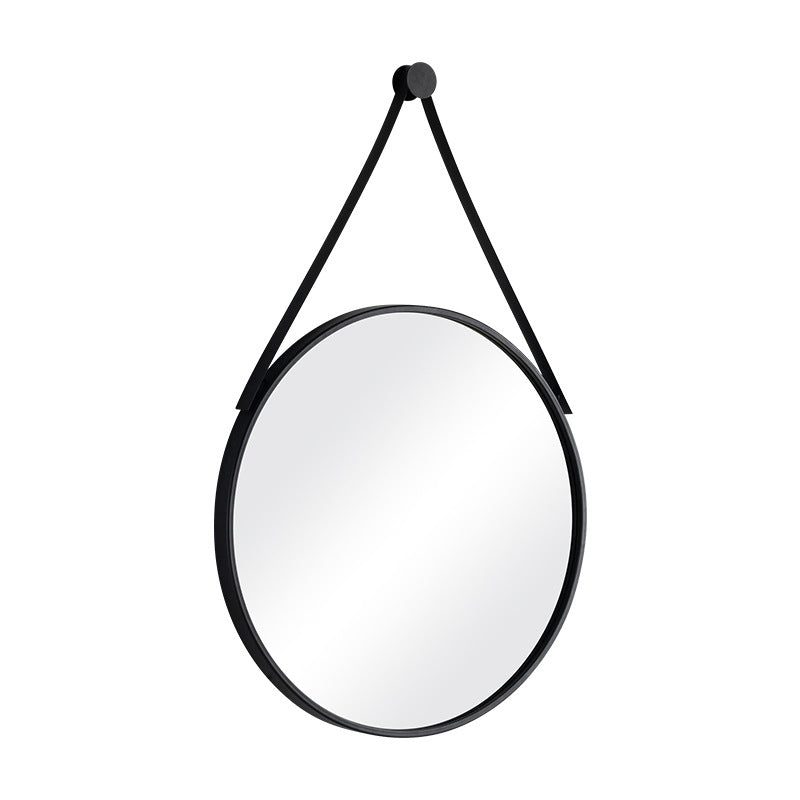 Round Hanging Mirror - Metal Frame with Strap 40-70 Cm