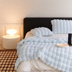 Faux Fur Throw Blanket - Faux Rabbit Fur with Coral Velvet Lining