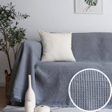 Knitted Sofa Throw - Lightweight Cotton Waffle Weave Blanket
