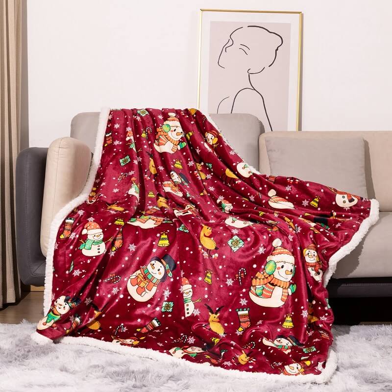 Christmas Fleece Throw Blanket - Reversible 127 X 152 Cm