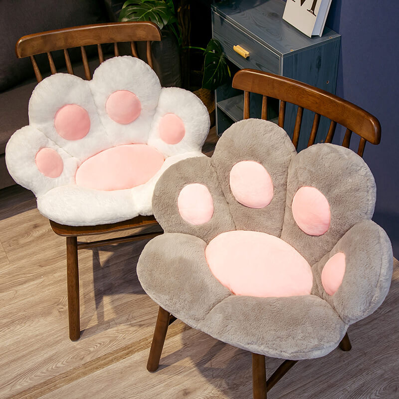 Cat Paw Chair Cushion - Reversible Plush Seat Pad