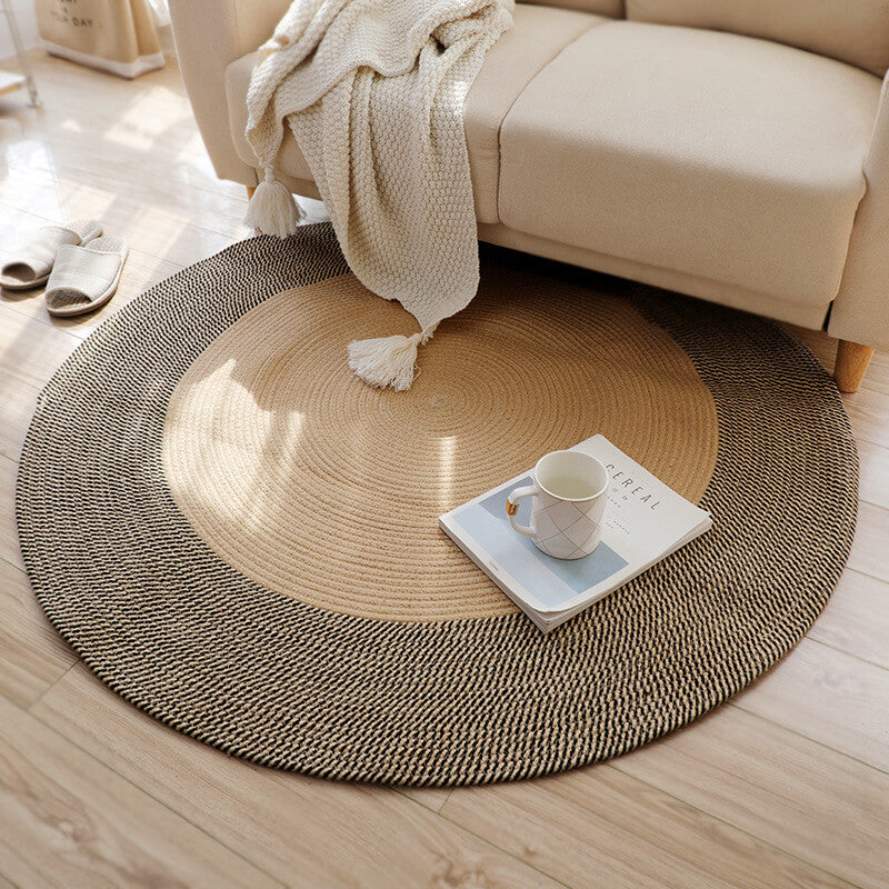 Round Jute Rug - Braided Reversible Area Rug 45-120 Cm