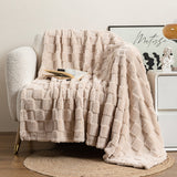 Soft Polyester Throw Blanket - Textured Plush Design in 5 Sizes