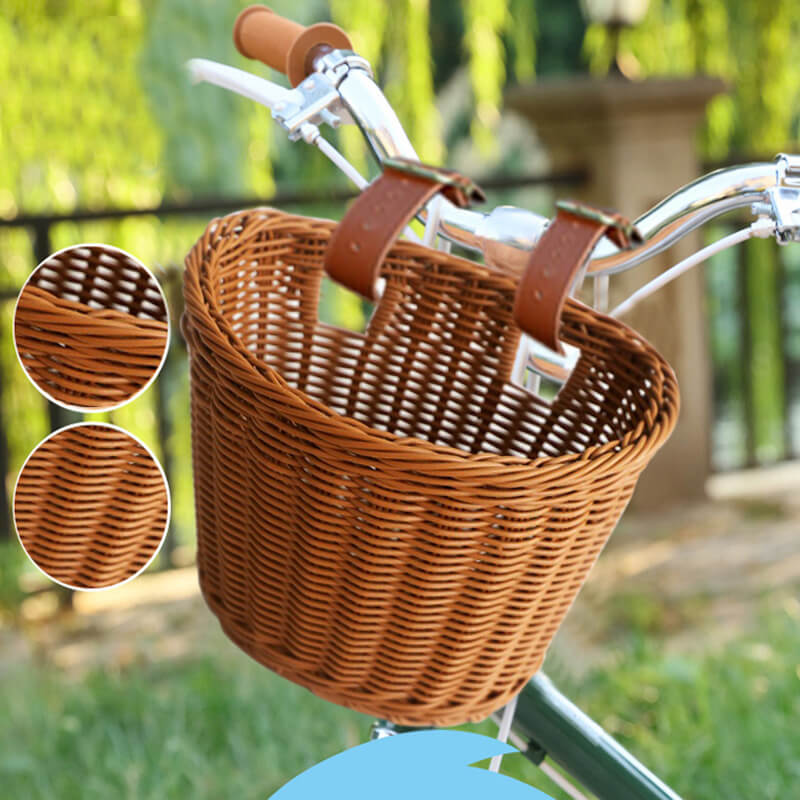 Wicker Front Handlebar Bike Basket for Kids