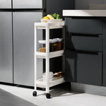 Slim Storage Trolley - 2/3/4 Tier Plastic Rolling Cart