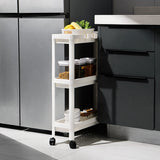 Slim Storage Trolley - 2/3/4 Tier Plastic Rolling Cart