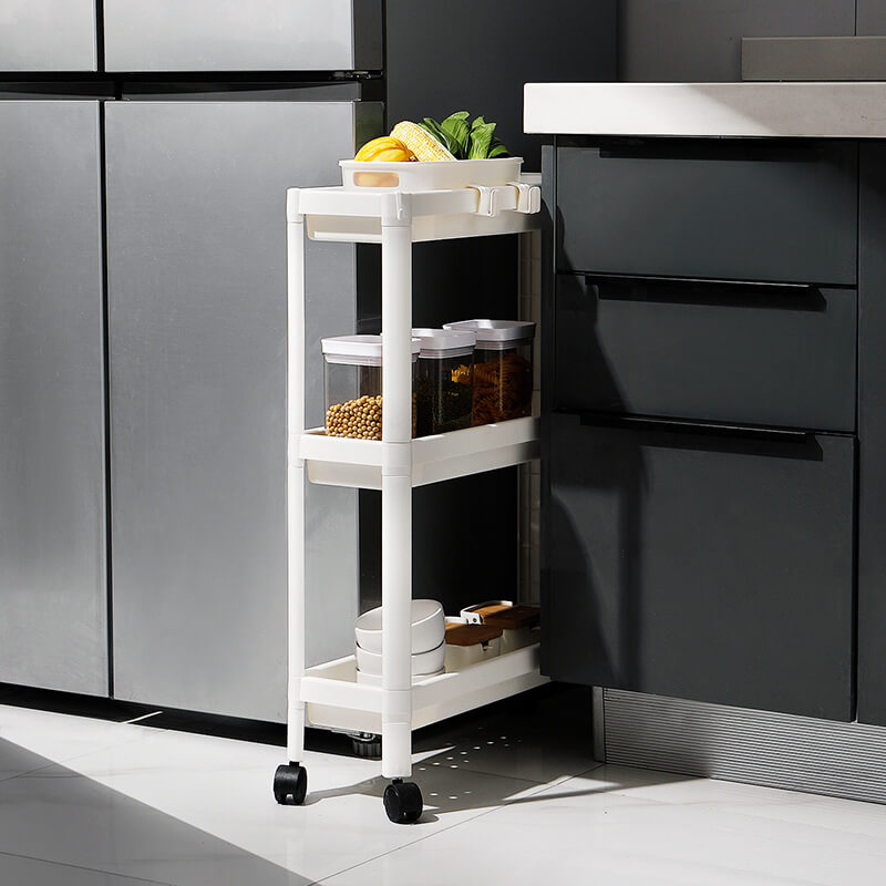 Slim Storage Trolley - 2/3/4 Tier Plastic Rolling Cart