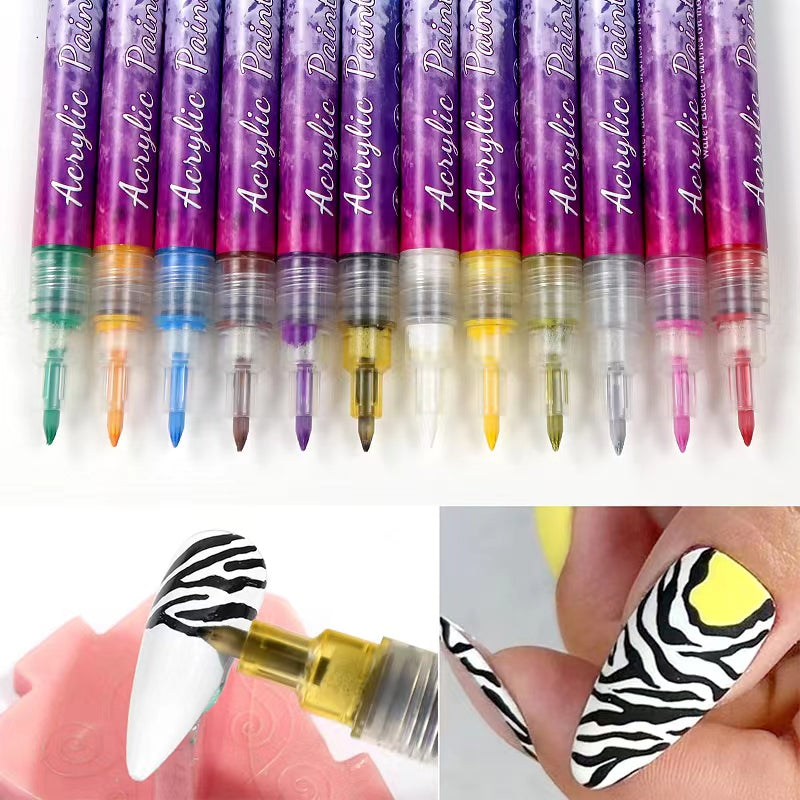 12-Colour Nail Art Drawing Pen Set