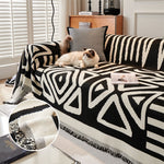 Boho Chenille Sofa Cover - Geometric Anti-Scratch Furniture Protector
