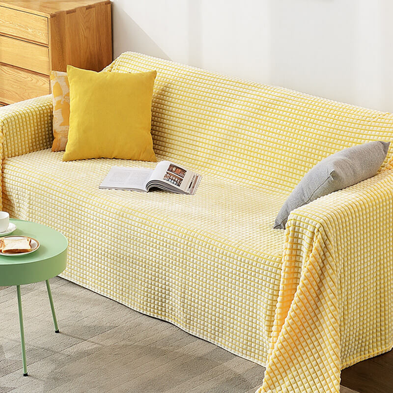 Flannel Sofa Throw Blanket - Double-Sided Microfibre Polyester