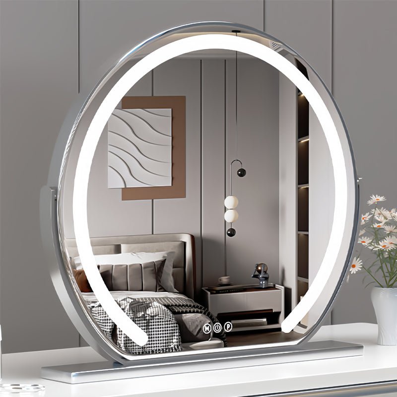 Round LED Vanity Mirror - 3 Light Modes with Touch Dimming