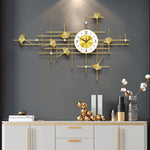 Ginkgo Leaf Wall Clock - Gold Metal Silent Sweep