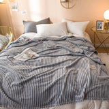 Striped Plush Throw Blanket - Soft Microfibre Polyester Fleece